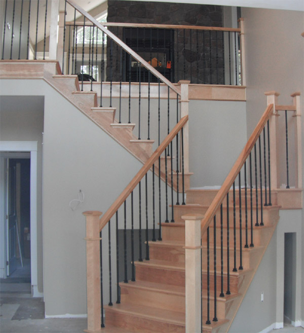 Square Craftsman Newel Post & Twist Metal Balusters - Picture #2